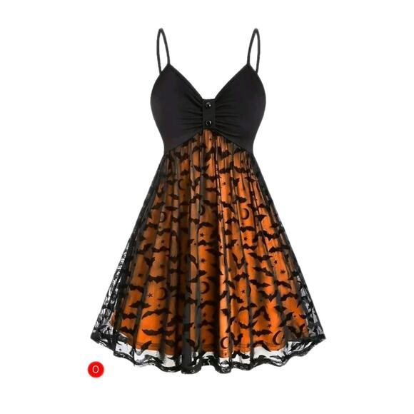 Halloween Dress A-Line/PrincessLayered Midi Bats Halloween Spooky Plus Size XXL - Picture 1 of 7